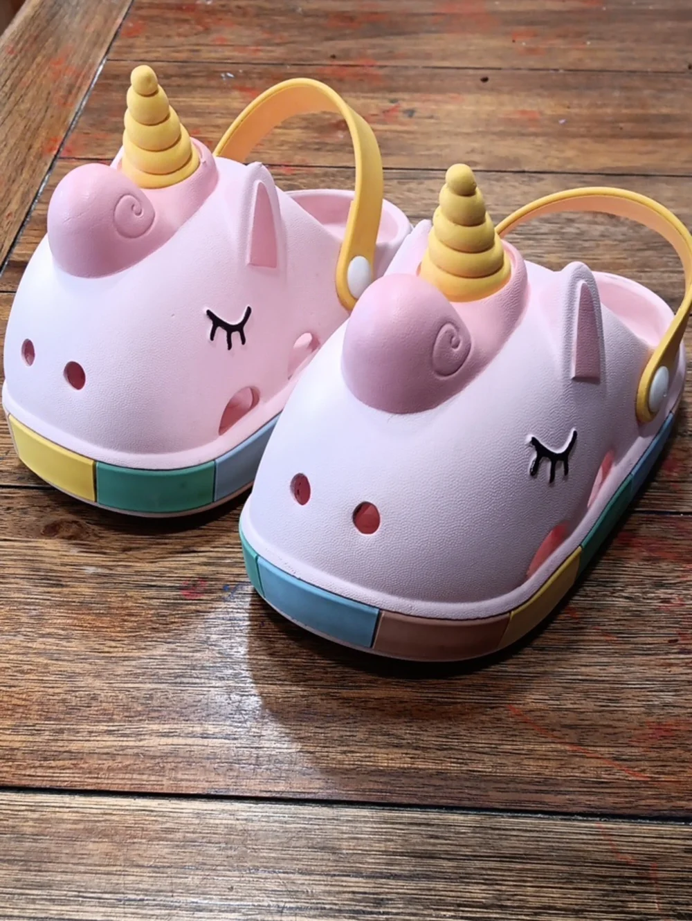 Kids Unicorn Clog Sandals - Pink and Yellow